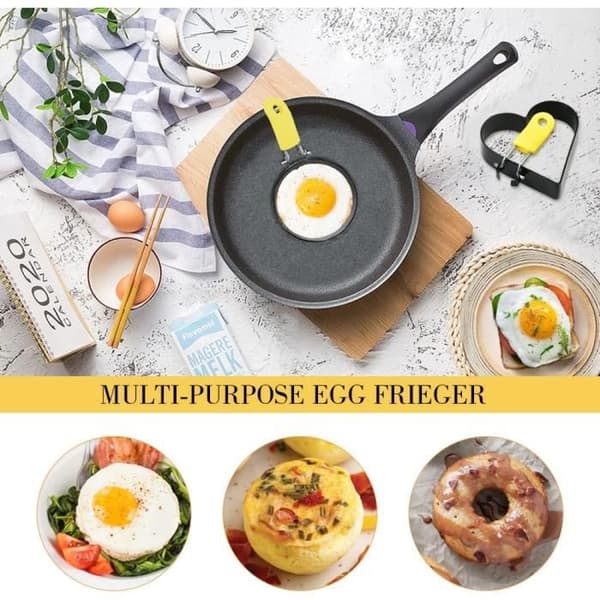 Eggform - Rustfritt stål - Rund - 4 stk - Silikonhåndtak - Matsikker