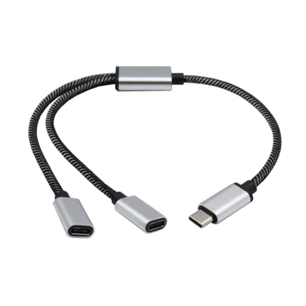 USB C Hann til 2 USB C Hunn Kabeladapter Hodetelefon Type C Ladeadapter 480 Mbps Dataoverføring 30 cm/11,81 tommer