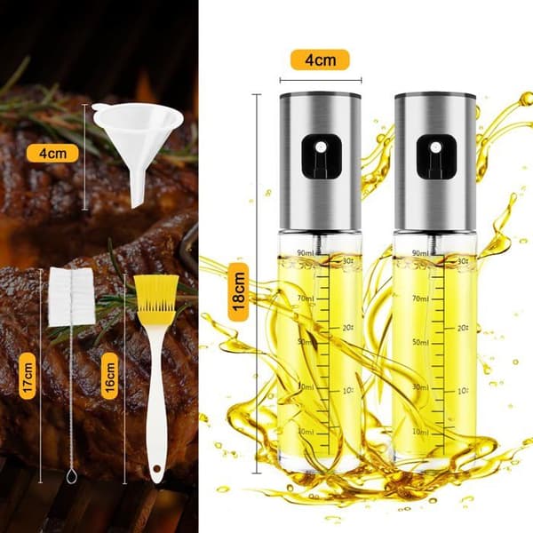 Set med olivoljesprayflaskor för matlagning (2 x 100 ml), olje- och vinägerflaskor