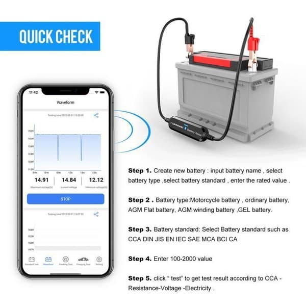 Langaton Bluetooth-akkutesteri 6V 12V akunohjain - vastusanalysoija