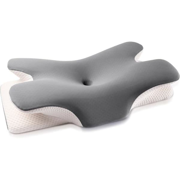 Memoryskumpute, komfortabel pute, nakkestøttepute, ergonomisk pute (GRÅ)