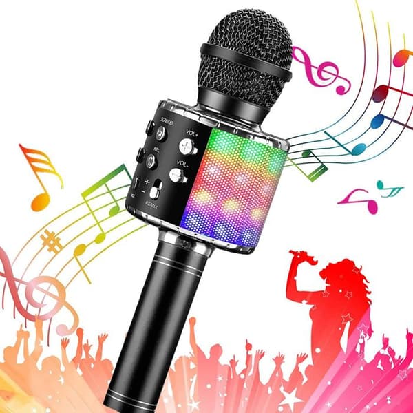 Karaokemikrofon - Trådlös - Bluetooth - 4-i-1 Multifunktionell - Svart