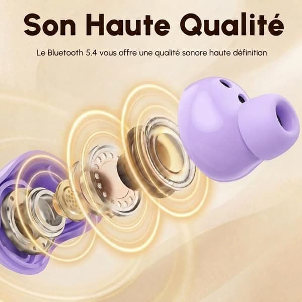Diskrete in-ear hodetelefoner for sidesoving, mini 2-i-1 trådløse Bluetooth-ørepropper for soving - Lilla