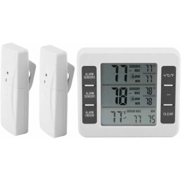 Trådlös kyl- och frytermometer med larm, min/max-display, digital sensor