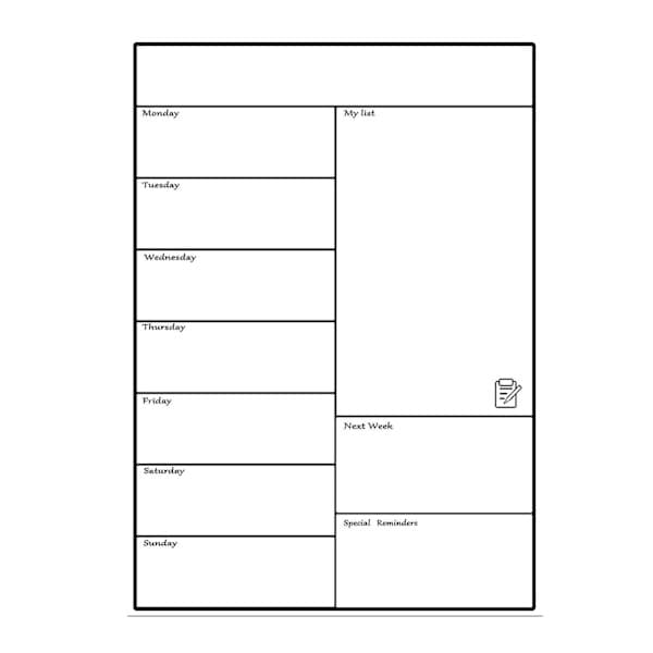 Magnetisk Whiteboard Køleskab Blød Whiteboard Mobil Ugeplanlægger