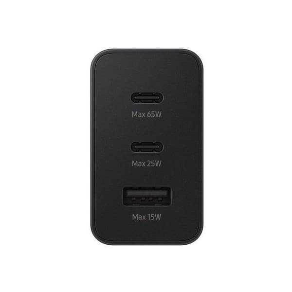 Trio 65W virtalähde – 2 x USB-C – 1 x USB-A – musta – kaapeli ei sisälly