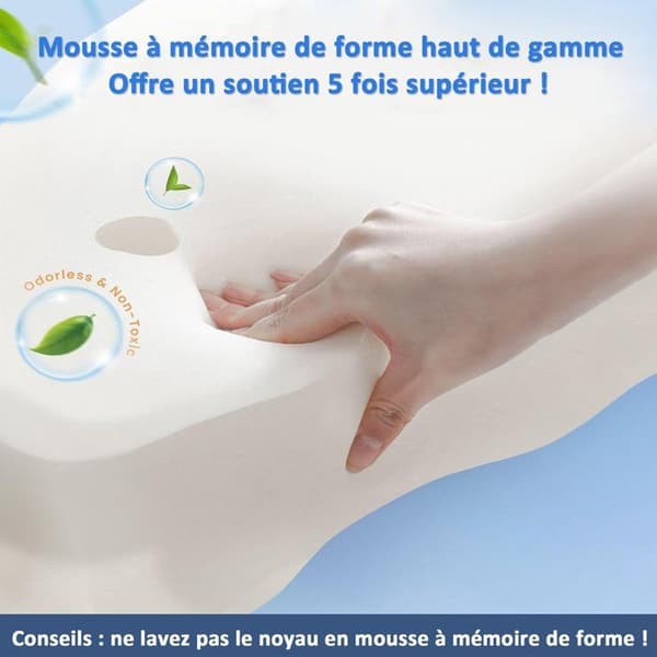 Ergonomisk Nackkudde, Memory Foam Kudde, Kudde för Sido- och Ryggsovande, Grå