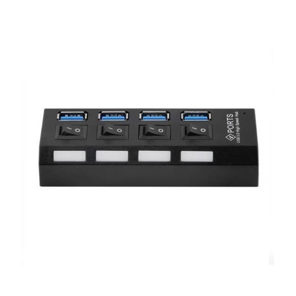 USB-hub – 4 porter – LED-indikator – individuelle brytere – energibesparende
