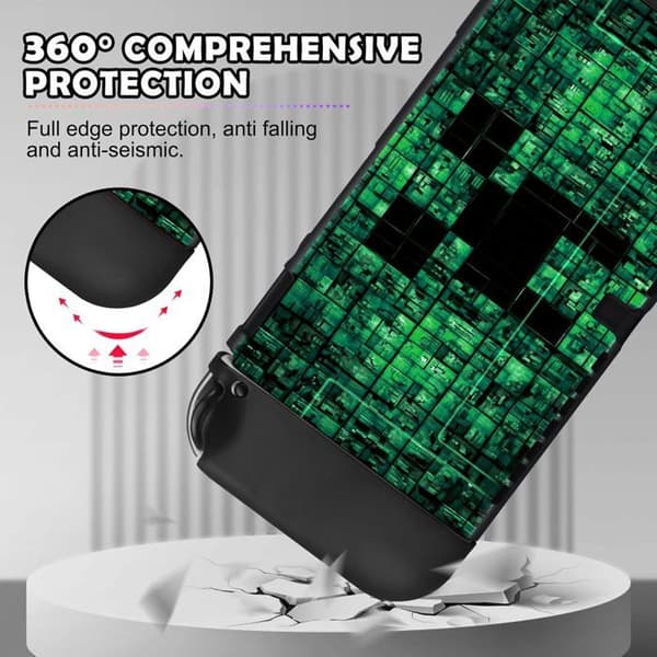 Fodral för OLED Switch, Slim Soft Dockable OLED Switch Skyddsfodral, Reptåligt TPU-fodral, Grön OLED