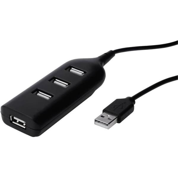 USB-hub - DIGITUS 4 porter - USB 2.0 - USB-drevet - Svart