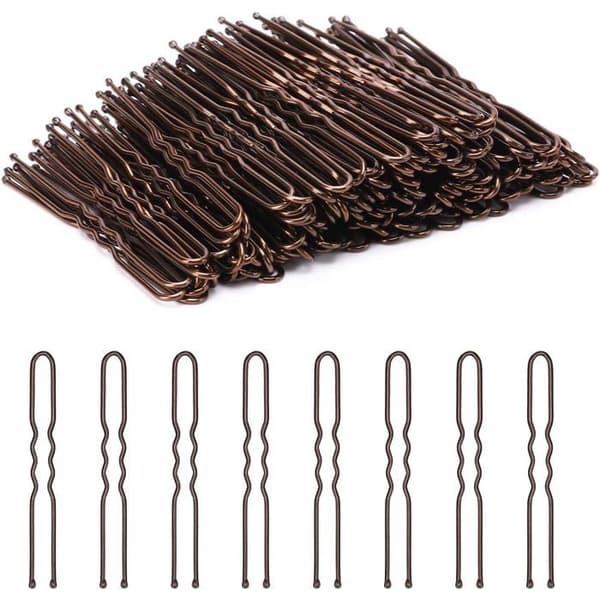 U-formade hårnålar, 200-pack, vågiga U-formade hårnålar för knutar, hårnålar (6 cm)