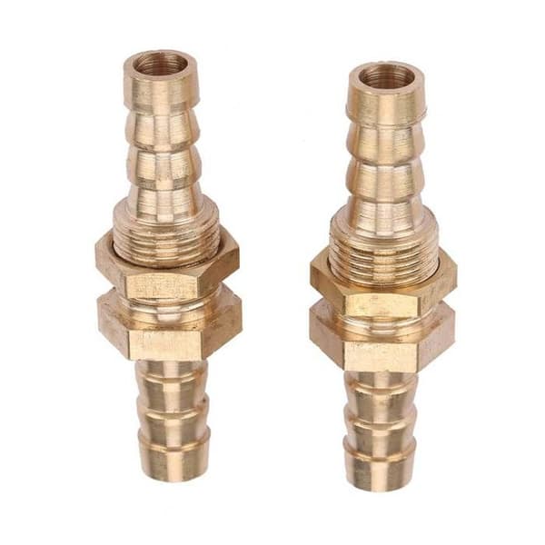 2 st mässingskopplingar – 6 mm – Dubbelände – CNC/Hydraulisk – Naturlig mässing