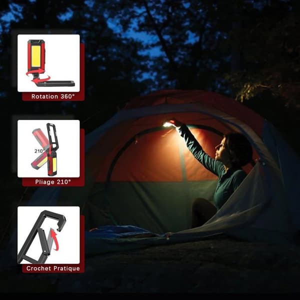 Arbeidslys - Oppladbart LED-arbeidslys 2200mAh - 7 moduser - Magnetisk base - IPX6 vanntett