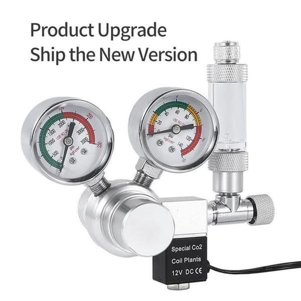 Akvarium CO2 Regulator – W01-00 CO2 – precision dubbelmätare, bubbelräknare, backventil – silver W21.8