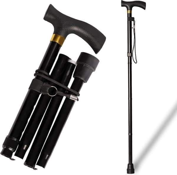 Højkvalitets vandrestav - justerbar og foldbar - 85-95 cm - sort