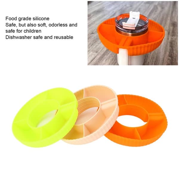 3 stk silikonskåler – 4 rom – Camping fruktsnacks – 20 cm