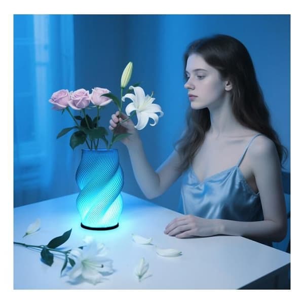 RGB LED Vase med 16 Farver - 3D Printet - USB Genopladelig - Ni Rum - Ideel til Indretning 02