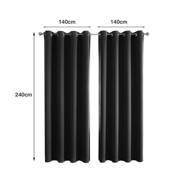 140x240CM Mörkläggningsgardiner för Vardagsrum/Sovrum, Svart, Set om 2