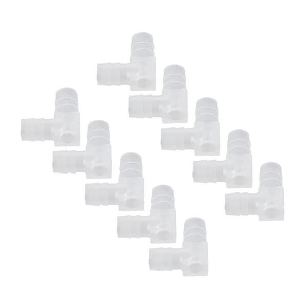 10 st 90° PE-armbågar – 10 mm koppling – läckagesäker – akvarium/labb