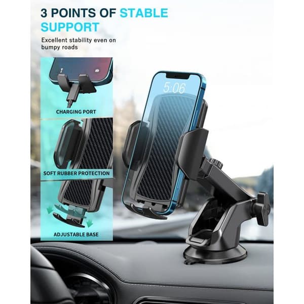 Biltelefonholder, dashbord- og frontrutefeste, 360-graders rotasjon