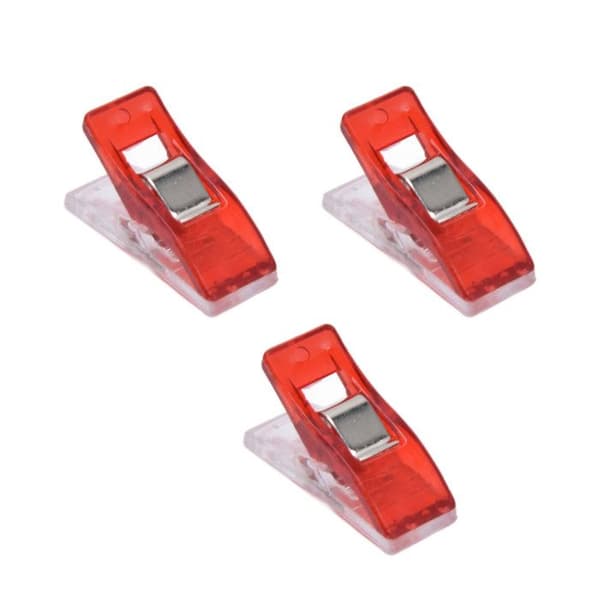 50 stk. plastikclips – 2,7 cm karmoisinrød – syning, patchwork og tørring