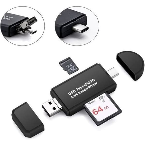 Minneskortläsare - Typ C - 3 i 1 - USB 2.0 - Micro USB - Android-kompatibel