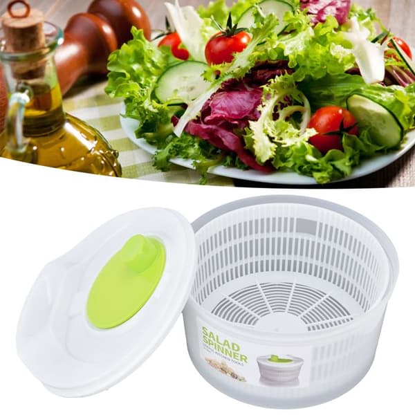 Multifunktionell salladsslunga – 3 L – Snabb uttorkning – för sallader och frukt – 23 cm