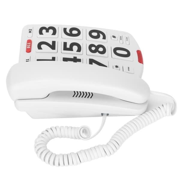Tbest Fastnettelefon med store knapper, letlæselige knapper og gode ringetoner