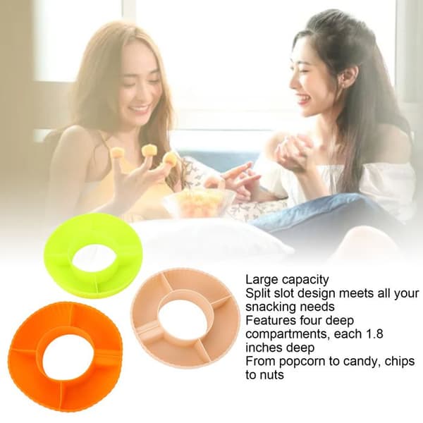 3 stk silikonskåler – 4 rom – Camping fruktsnacks – 20 cm