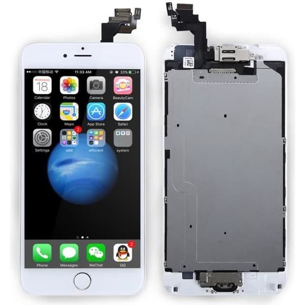 LCD-SKÄRM MONTERAD + För IPHONE 6 Plus 5.5\" + PEKSKÄRM + HEMKAMERA + VIT RAM