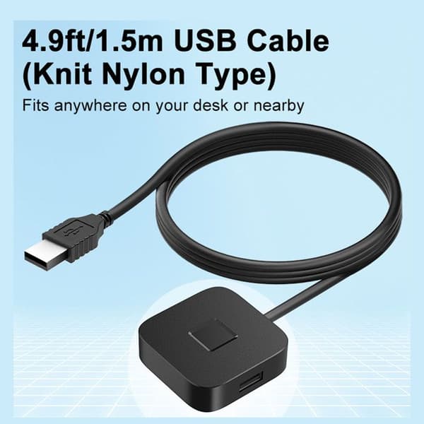 USB-fingeravtrykksleser – Windows Hello – Passordfri pålogging – Mini 360° svart skanner