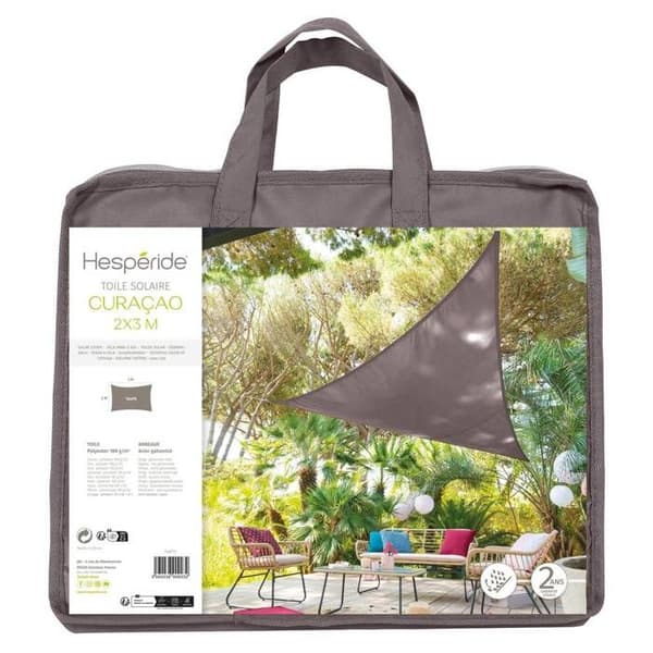 Rektangulær \"Curacao\" solseil, 3x2m, polyester - Hespéride