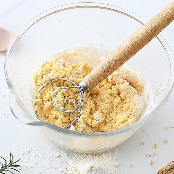 Dansk dejpiskeris bagebrød rustfrit stål værktøjssæt 2 stk. dejskraber med 5 udskiftninger
