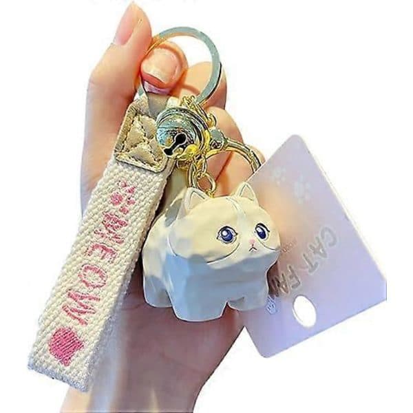 Sød Kawaii Træskulptur Lykkekat Nøglering Nøglering Nøglering - Leopard Kat Model