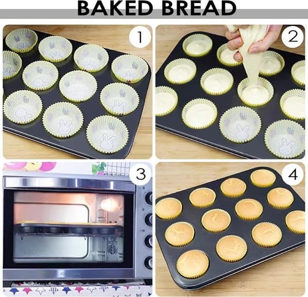 2 muffinforme med 12 rum til muffins, cupcakes, buddinger, sort