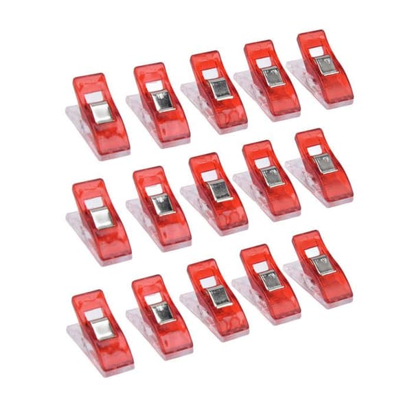 50 stk. plastikclips – 2,7 cm karmoisinrød – syning, patchwork og tørring