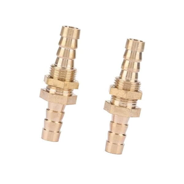 2 kpl messinkiliittimiä – 6 mm – kaksoispää – CNC/hydraulinen – luonnonmessinki