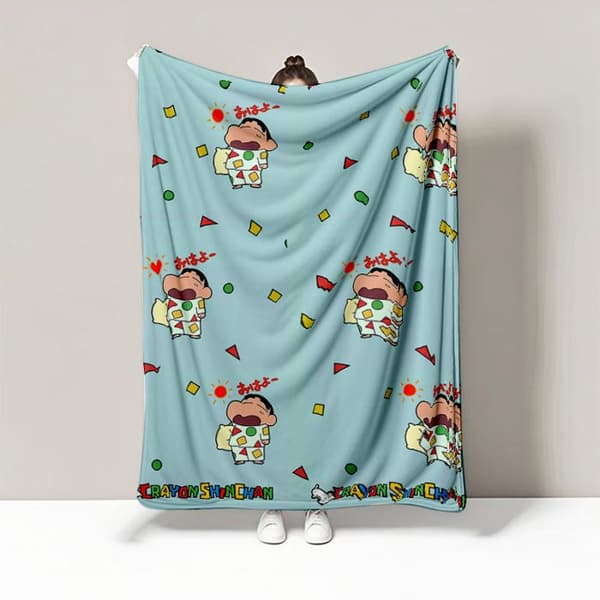 Shinchan flanellfleece-tepper, myke, luftige tepper, barnesofateppe, 130*150CM, stil A3