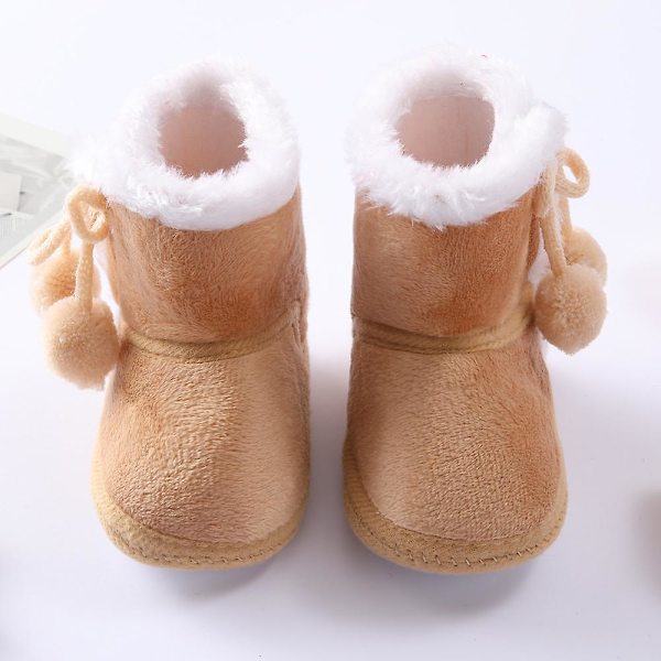 Vintervarma nyfödda toddler 1 år baby Flickor Pojkar Skor Mjuk sula Pälssnöskor 0-18M Brown 7-12 Months