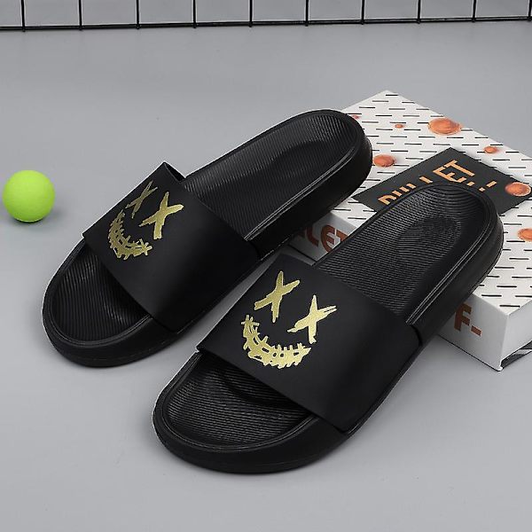 Strandtofflor för män Modesandaler Utomhus Halkfria inomhusskor 3Bk006 BlackGold 41