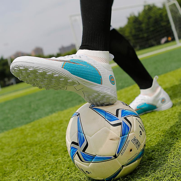 Fotbollsskor för män Halkfria fotbollsskor för herr Gräs Fotbollssneakers Yj777-1 White 45