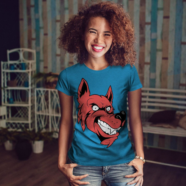 Wolf Face Cartoon Kvinnor Royal Bluet-shirt S