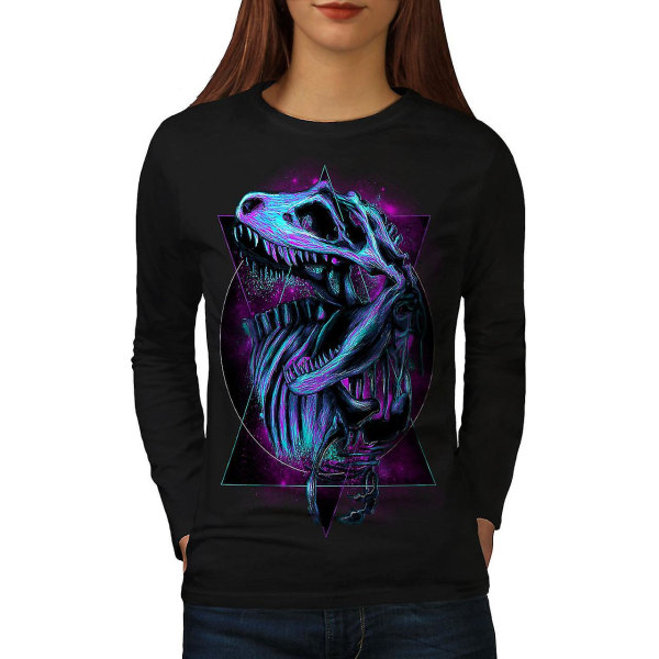 Trex Raptor Dinosaur kvinnor svart långärmad T-shirt XL