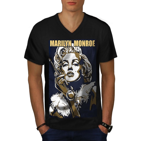 Kändis Marilyn Art Men Svart T-shirt med halsringning 3XL
