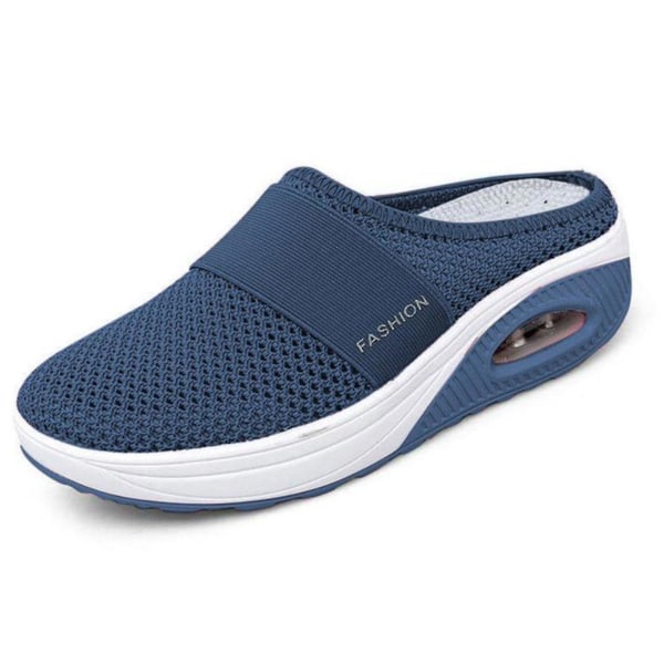 Vuxen luftkudde Promenadskor Andas Casual Mesh Slip On Walking Skor för utomhus inomhus Nytt 26 Blue 40