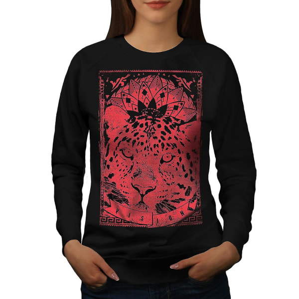 Leopard Vision Animal Women Blacksweatshirt L
