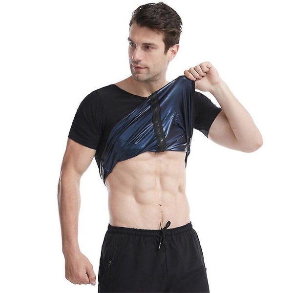 Män Shapewear Waist Trainer Väst Bastu Kostymer Thermo Sweat Linnen Body Shaper Slimming Underkläder Träningströja, blå L XL