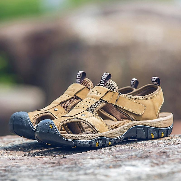 Sandaler för män Beach Flip Flops Bekväma halkfria Casual Tofflor 9887 Khaki 41
