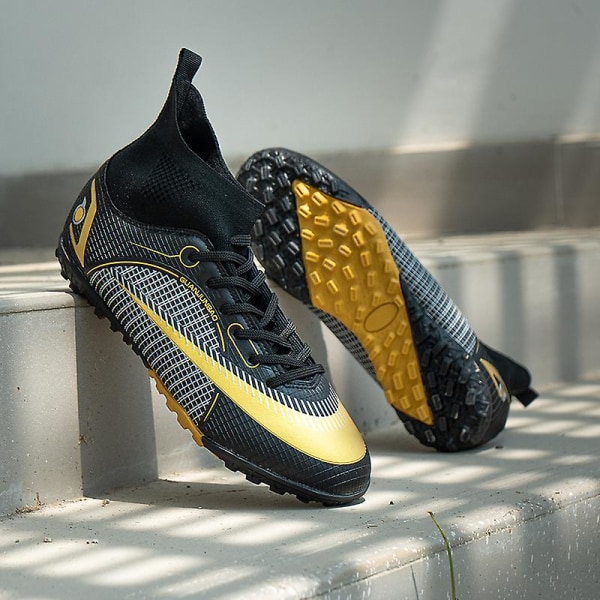 Fotbollsskor för män Halkfria fotbollsskor Klossar Gräs Fotbollssneakers Yjz18A Black 45