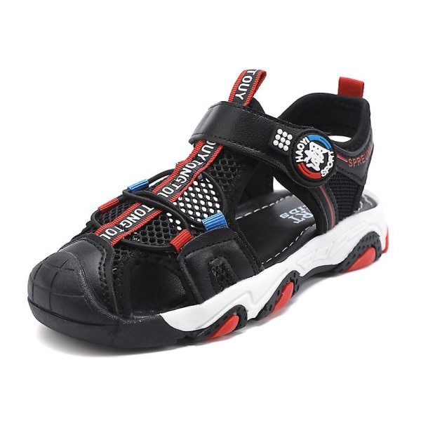 Barnsandaler Mode Halkfria strandskor Pojkar Flickor Anti-kollision cap Tofflor Tx899 BlackRed 34